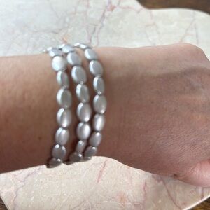 Elegant Silver Beaded Bracelet Set Of 3